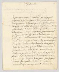 4 vues  - MS CA 0161 - Voltaire. Lettre à François-Achard Joumard Tison, marquis d\'Argence.- [sans lieu], 1 juillet 1766 (ouvre la visionneuse)