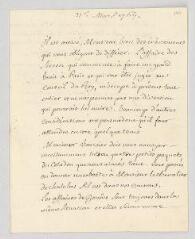 4 vues  - MS CA 0165 - Voltaire. Lettre à François-Achard Joumard Tison, marquis d\'Argence.- [sans lieu], 21 mars 1767 (ouvre la visionneuse)