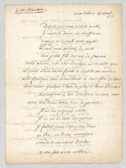 4 vues  - MS CA 0190 - Voltaire. Lettre signée avec six lignes autographes, adressée à Théodore Tronchin.- Les Délices, 18 avril 1756. (ouvre la visionneuse)