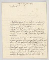 4 vues  - MS CA 0195 - Voltaire. Lettre signée à Marc Duval, lieutenant général civil et criminel du baillage de Gex.- Ferney, 9 juillet 1769. (ouvre la visionneuse)