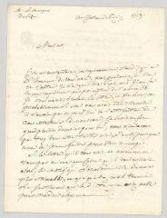 4 vues  - MS CB 0002 - Pezay, Alexandre-Frédéric-Jacques Masson, marquis de. Lettre autographe signée à Voltaire.- Château de Pezay [Marolles], 1759 (ouvre la visionneuse)