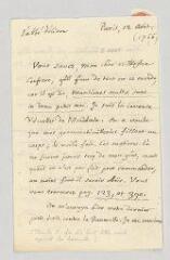 4 vues  - MS CB 0029 - Olivet, Pierre-Joseph Thoulier, abbé d\'. Lettre autographe à Voltaire.- Paris, 12 août [1767] (ouvre la visionneuse)